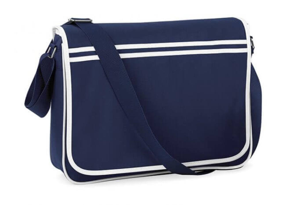 Válltáska Bag Base Retro Messenger - Egy méret, Sötétkék/Fehér