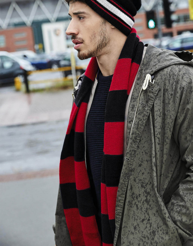Uniszex sál Beechfield Stadium Scarf Egy méret, Piros/Fehér
