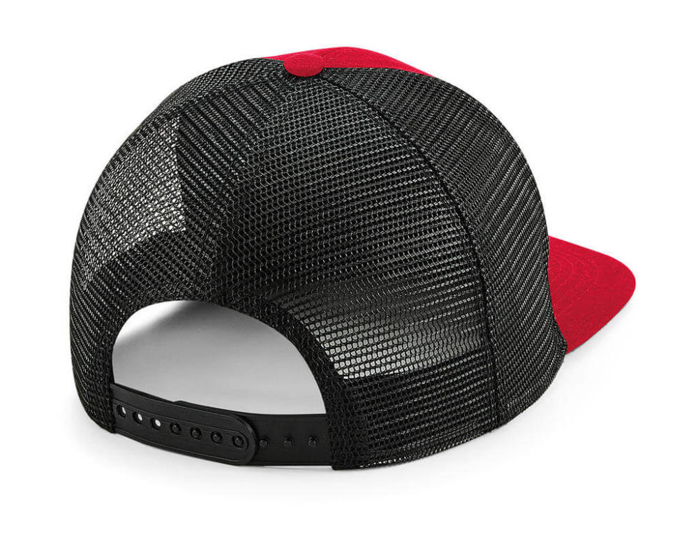 Uniszex sapka Beechfield Original Flat Peak 6 Panel Trucker - One Size, Piros/Fekete