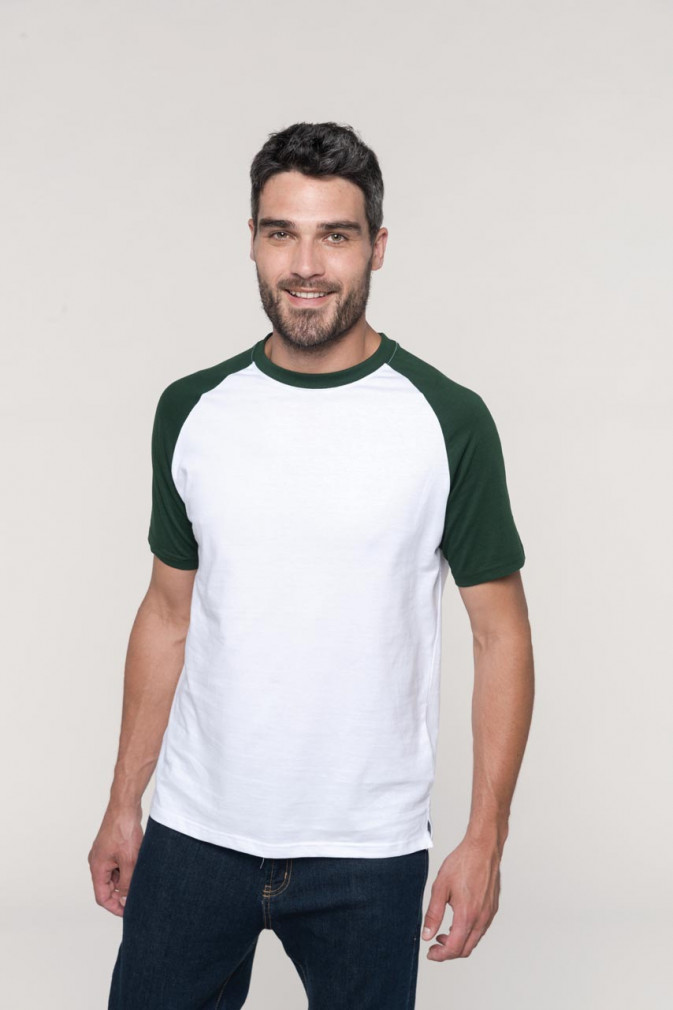 Férfi póló Kariban KA330 Baseball - Kontraszt póló -M, White/Black