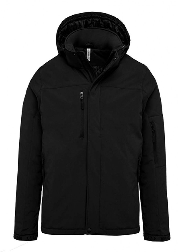 Férfi Softshell Kariban KA650 Men'S Hooded Softshell Lined parka -L, Black