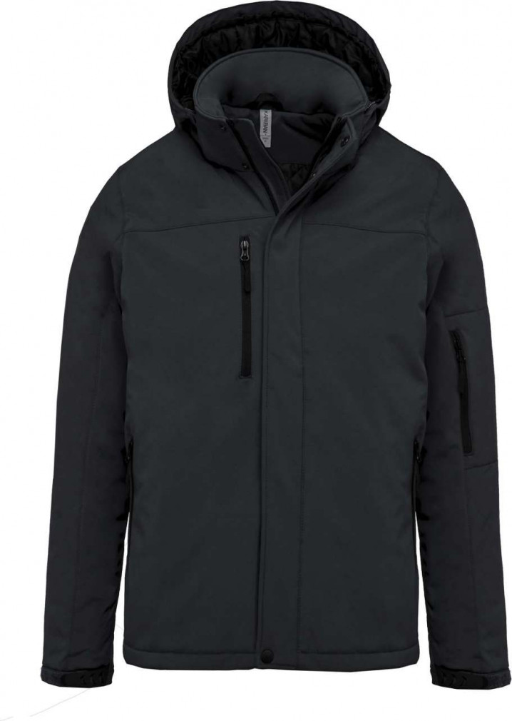 Férfi Softshell Kariban KA650 Men'S Hooded Softshell Lined parka -4XL, Titanium