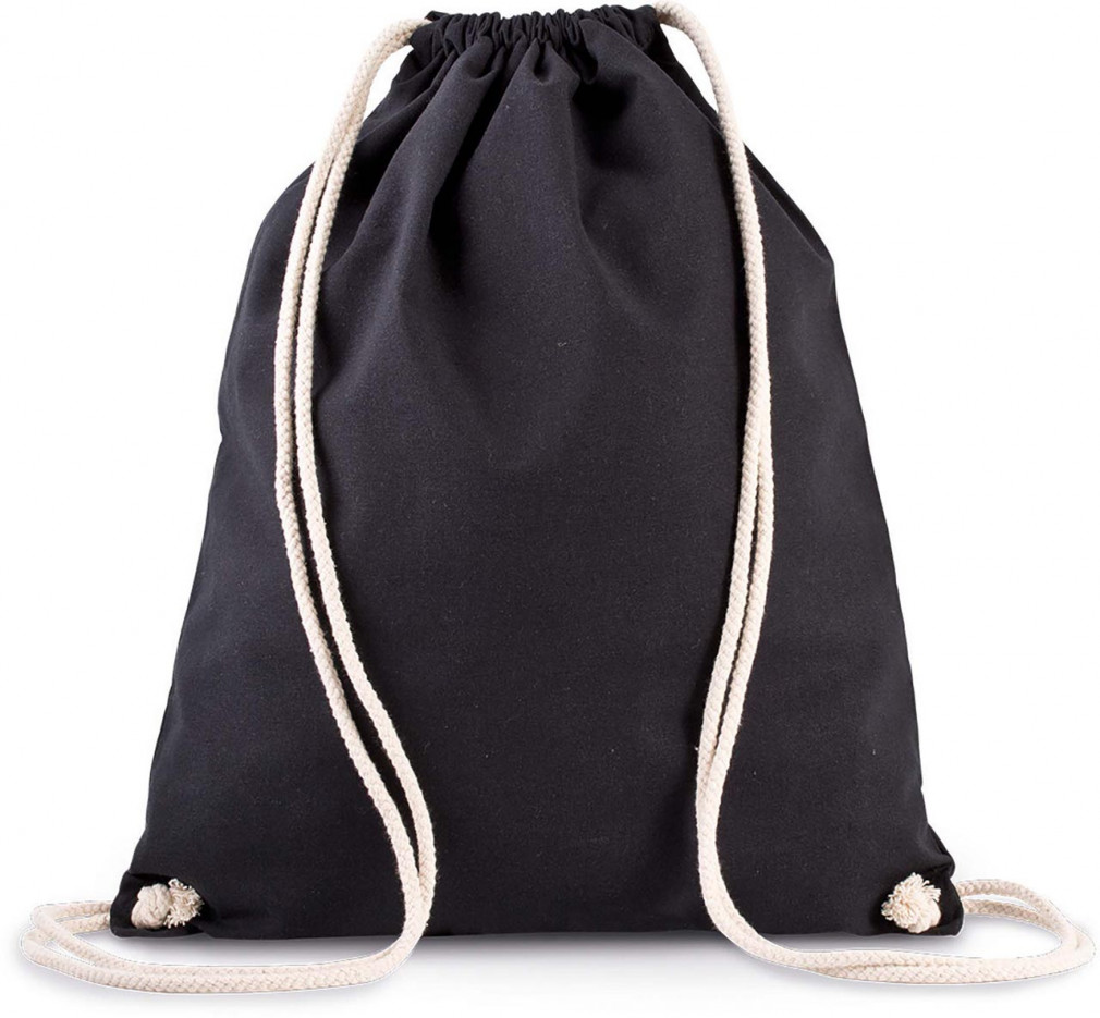 Uniszex hátizsák Kimood KI0139 Organic Cotton Backpack With Drawstring Carry Handles -Egy méret, Black