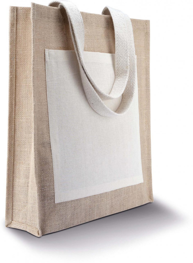 Uniszex táska Kimood KI0221 Jute Shopper Bag -Egy méret, Natural/Gold