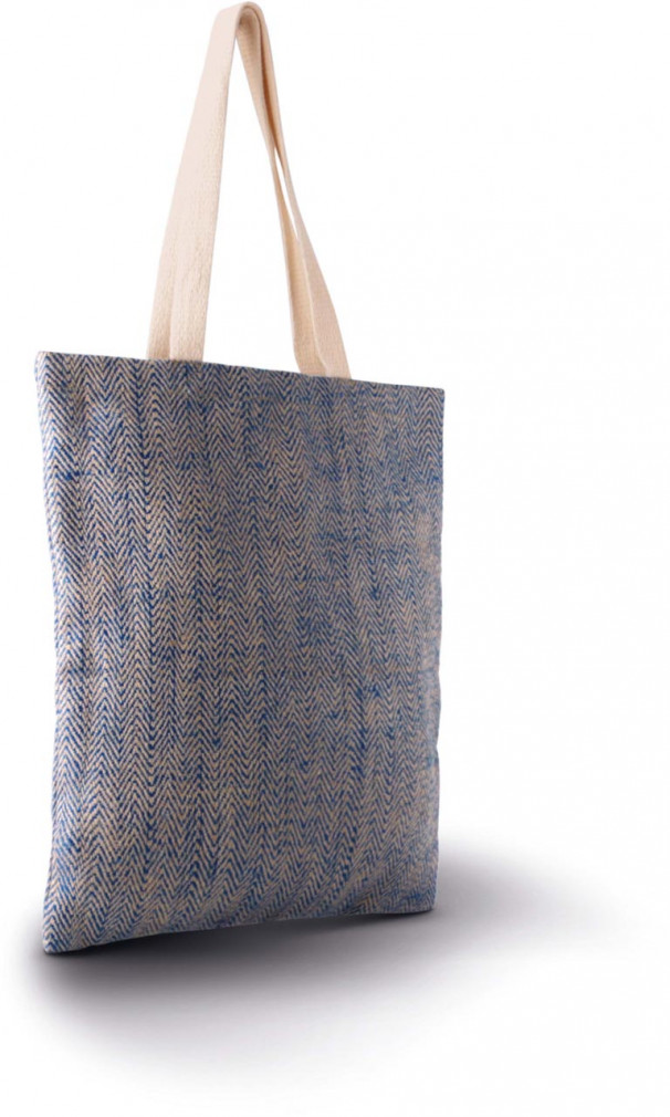 Uniszex táska Kimood KI0226 100% natural Yarn Dyed Jute Bag -Egy méret, Natural/Military Green