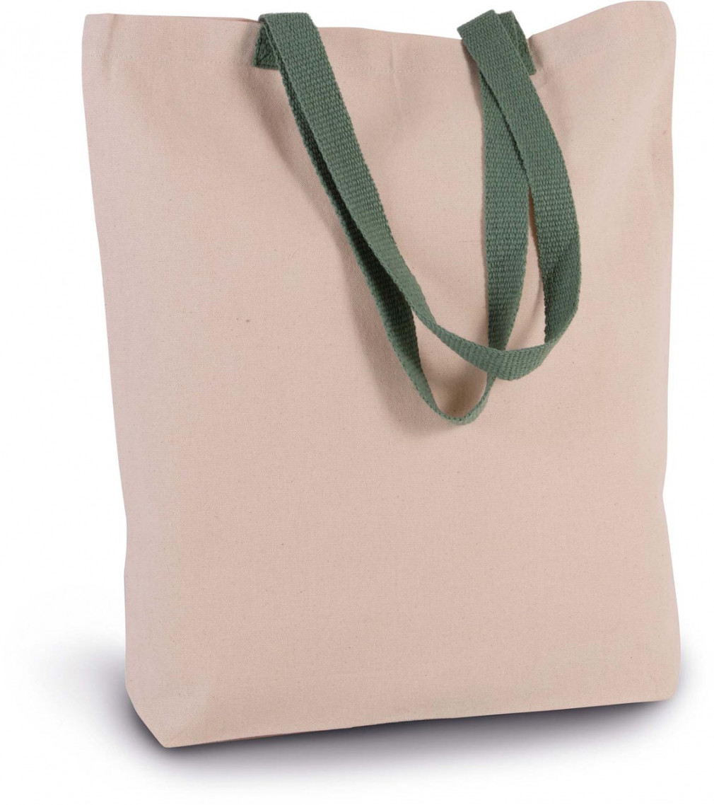 Uniszex táska Kimood KI0278 Shopper Bag With Gusset And Contrast Colour Handle -Egy méret, Natural/Radiant Orchid