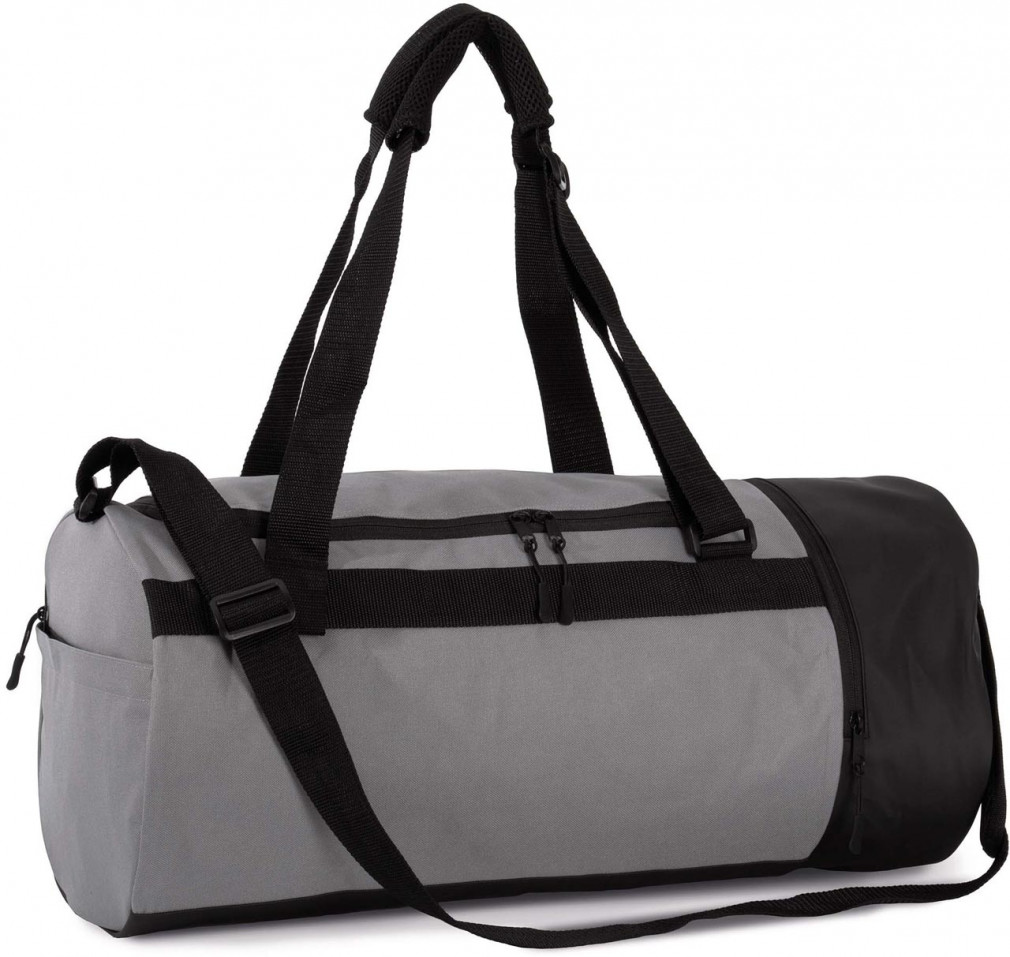 Uniszex táska Kimood KI0630 Tubular Sports Bag With Separate Shoe Compartment -Egy méret, Dark Cool Grey/Black