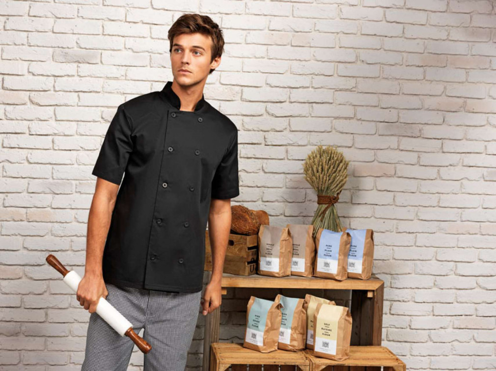 Uniszex kabát Premier PR656 Short Sleeve Chef'S Jacket -2XL, White
