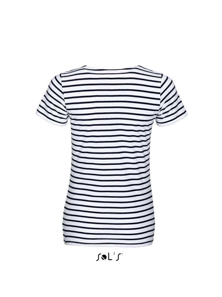 Női póló SOL'S SO01399 Sol'S Miles Women - Kereknyakú Csíkos póló -L, White/Navy