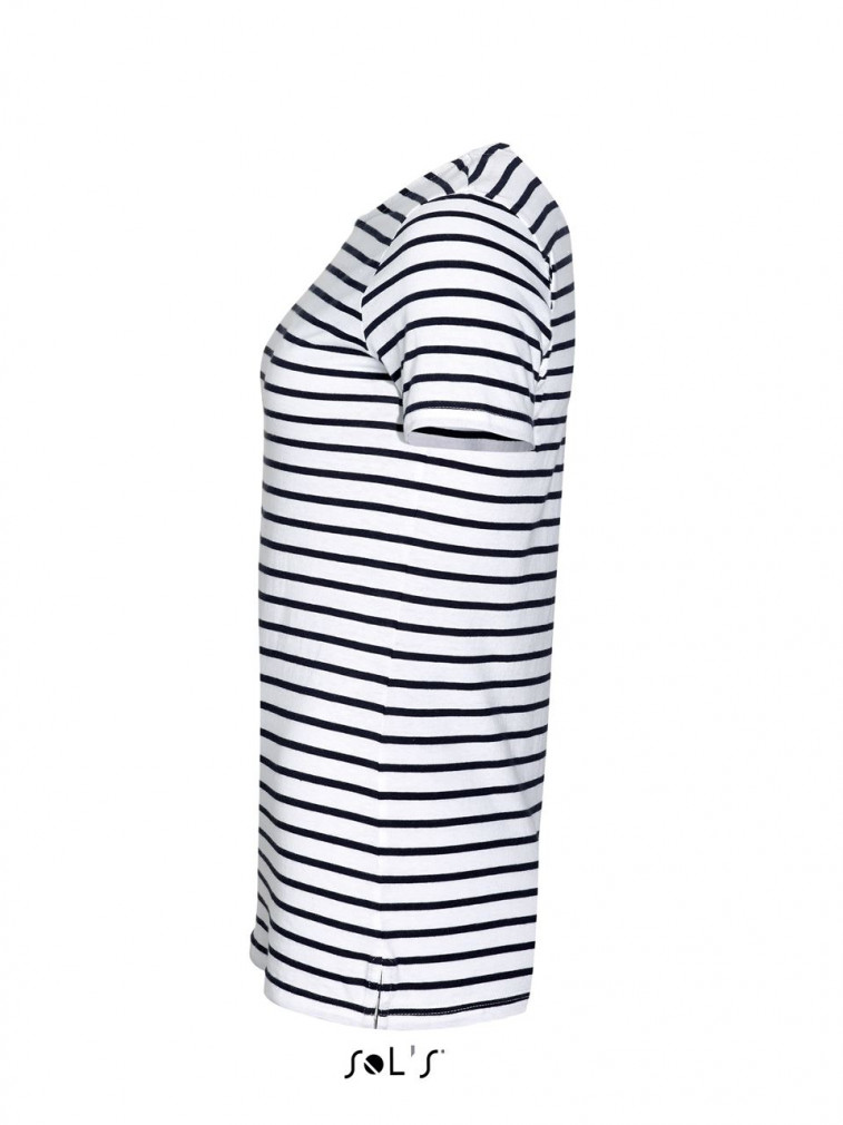 Női póló SOL'S SO01399 Sol'S Miles Women - Kereknyakú Csíkos póló -L, White/Navy