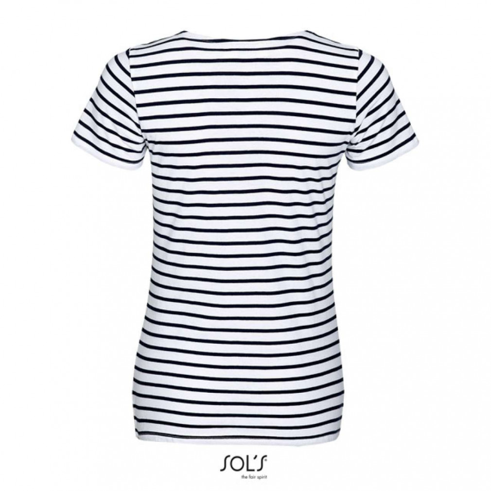 Női póló SOL'S SO01399 Sol'S Miles Women - Kereknyakú Csíkos póló -L, White/Navy