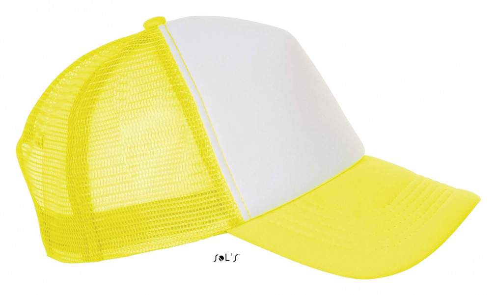 Uniszex sapka SOL'S SO01668 Sol'S Bubble - Five panel Mesh Cap -Egy méret, White/Neon Yellow