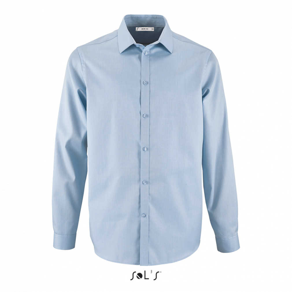 Férfi ing SOL'S SO02102 Sol'S Brody Men - Herringbone Shirt -3XL, Sky Blue