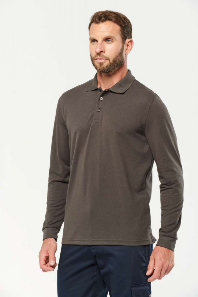 Férfi galléros póló Designed To Work WK276 Men&#039;S Long-Sleeved polo Shirt -XL, Oxford Grey