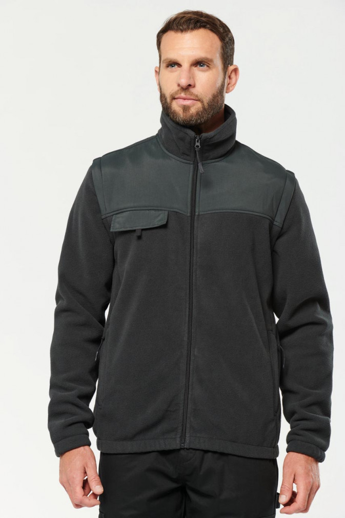 Uniszex kabát Designed To Work WK9105 Fleece Jacket With Removable Sleeves -3XL, Dark Grey