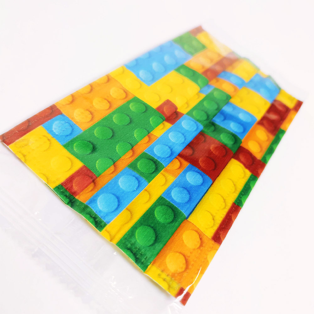 Uniszex LEGO mintás szájmaszk, színes mintás szájmaszk, 3 rétegű maszk csomagban
