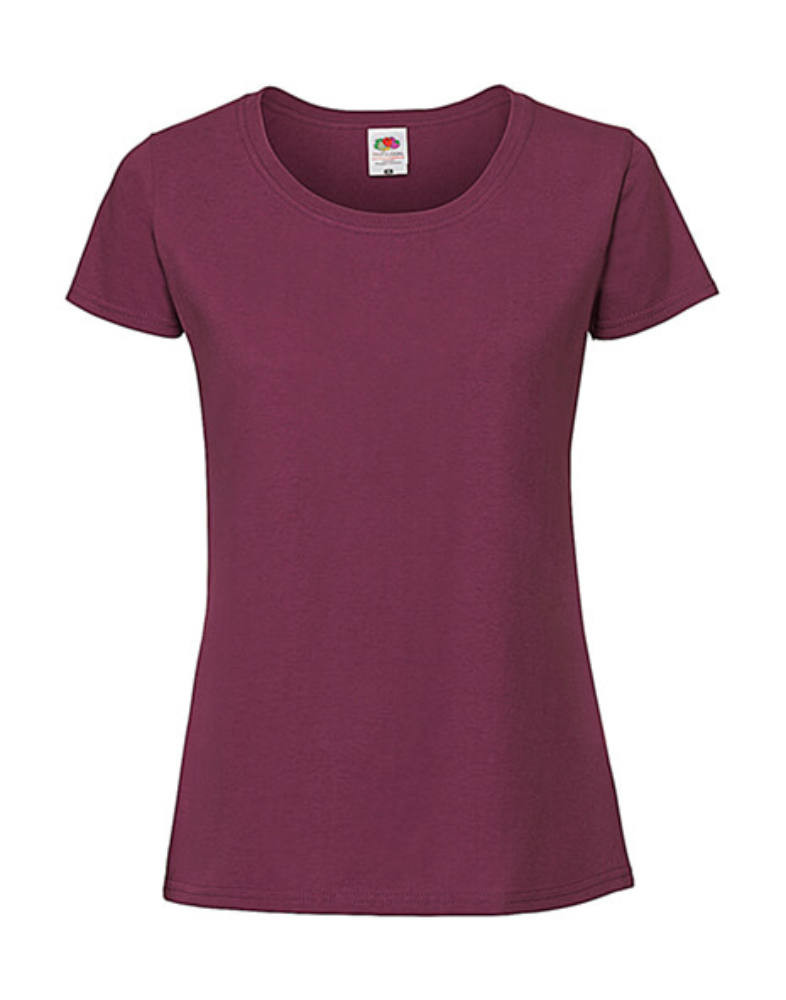 Csomag akciós póló (minimum 3 db) Női póló Rövid ujjú Fruit of the Loom Lady-Fit Ringspun Premium T - XS, Burgundi vörös