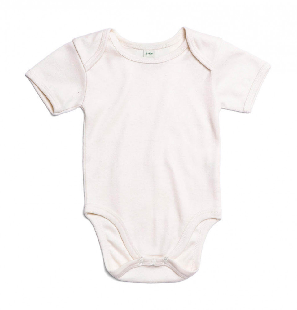 Bébi rövid ujjú kezeslábas BabyBugz Baby Bodysuit 3-6, Organik Naturál