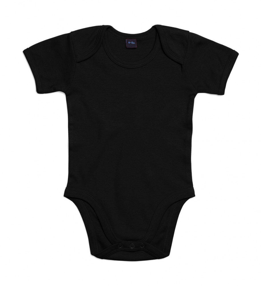 Bébi rövid ujjú kezeslábas BabyBugz Baby Bodysuit 6-12, Fekete