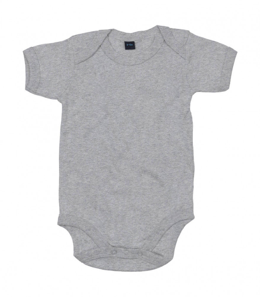 Bébi rövid ujjú kezeslábas BabyBugz Baby Bodysuit 3-6, Heather Grey Melange