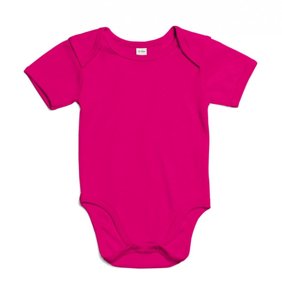 Bébi rövid ujjú kezeslábas BabyBugz Baby Bodysuit 0-3, Fuchsia Organic