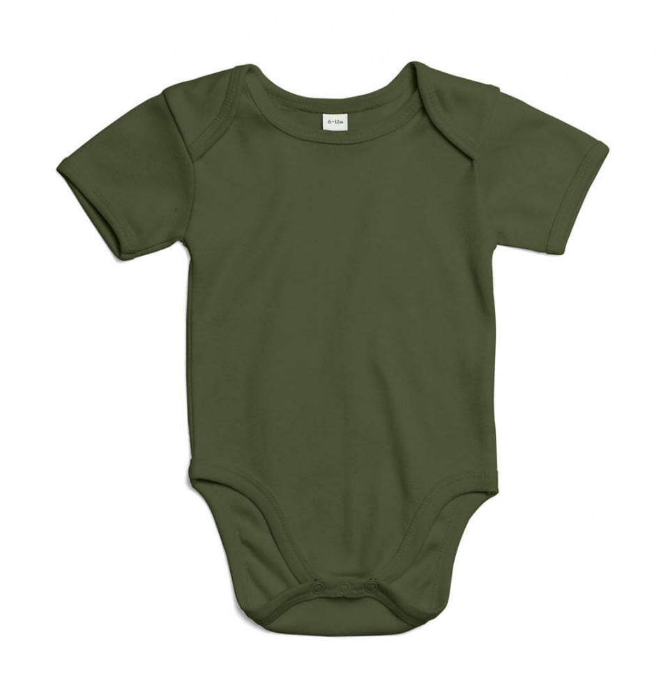 Bébi rövid ujjú kezeslábas BabyBugz Baby Bodysuit 12-18, Világos Oliva zöld Organik