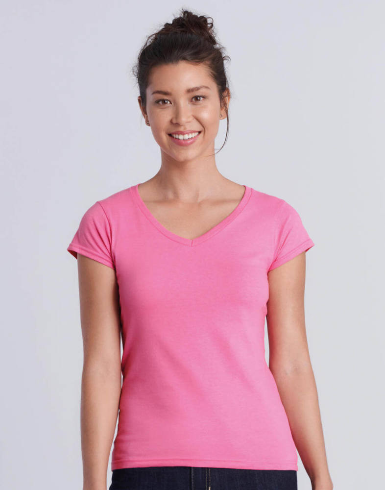 Női póló Csapott ujjú Gildan Ladies Softstyle V-Neck T-Shirt
