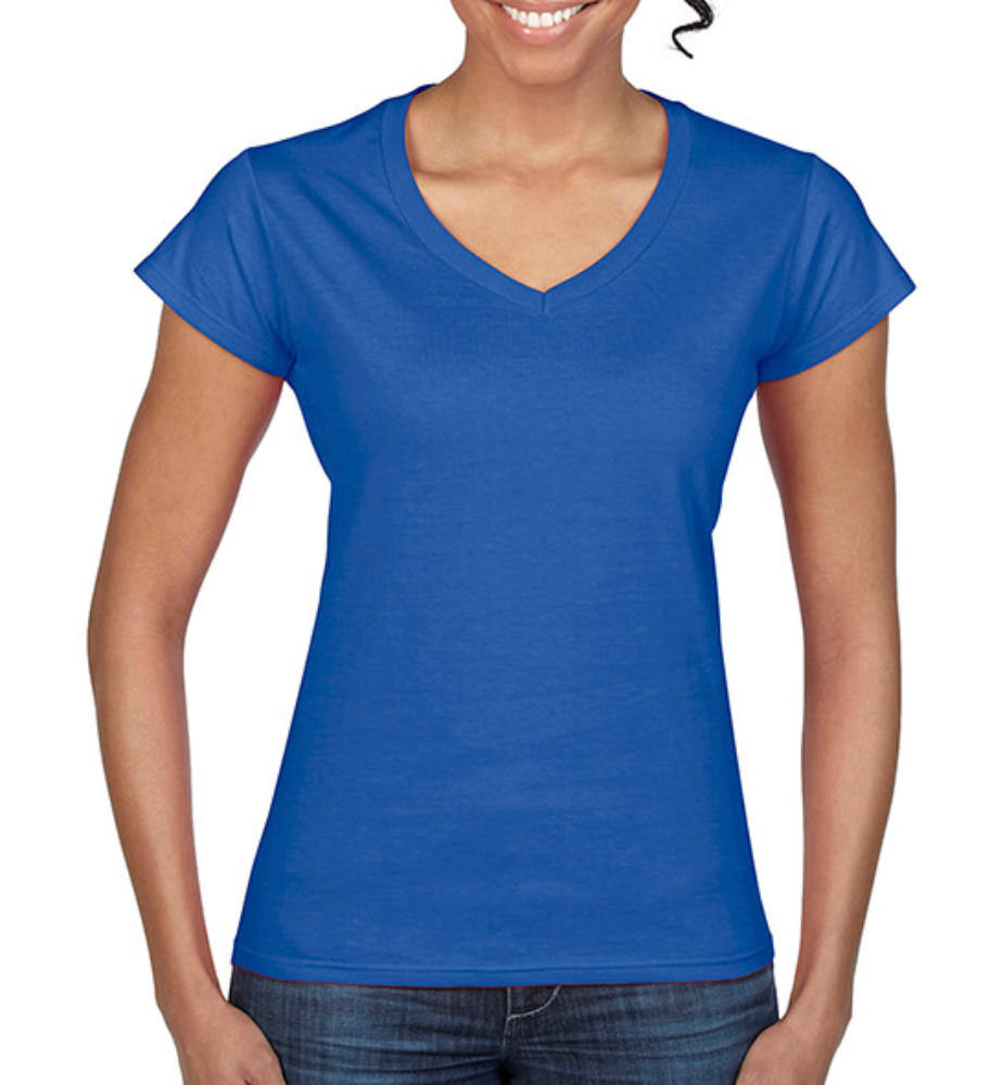 Női póló Csapott ujjú Gildan Ladies Softstyle V-Neck T-Shirt - S, Királykék
