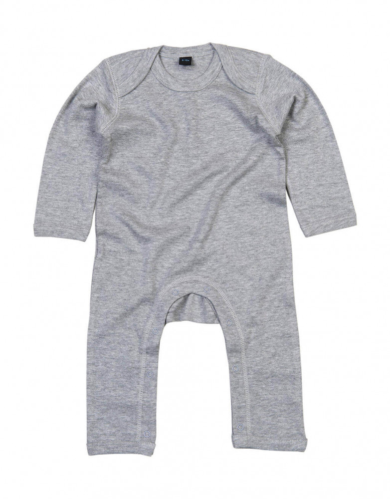 Bébi hosszú ujjú rugdalózó BabyBugz Baby Rompasuit 3-6, Heather Grey Melange