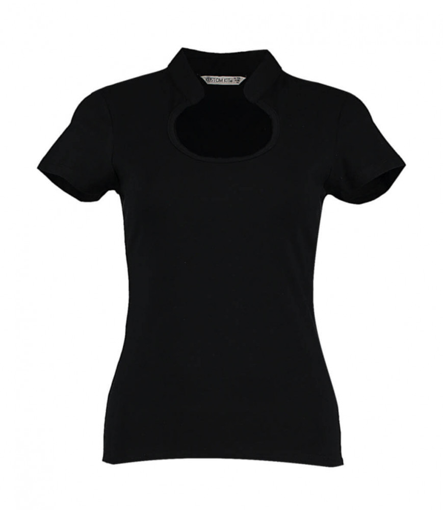 Női csapott ujjú póló Kustom Kit Regular Fit Keyhole Neck Top 3XL/4XL (20/22), Fekete
