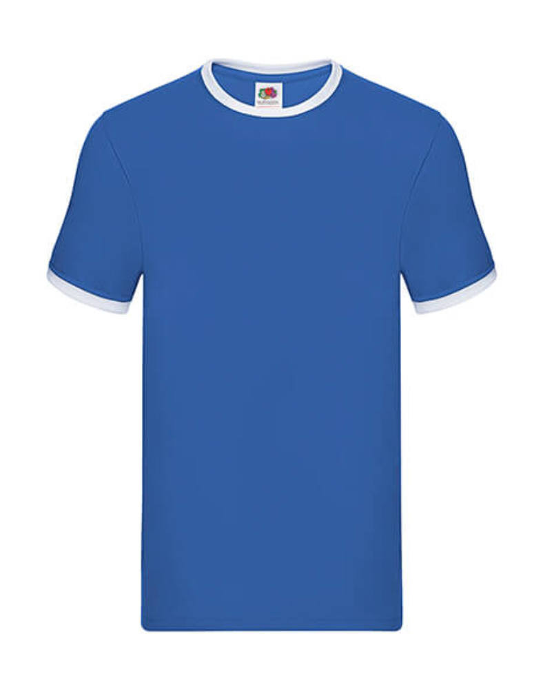 Uniszex póló Rövid ujjú Fruit of the Loom Ringer T - 3XL, Királykék/Fehér