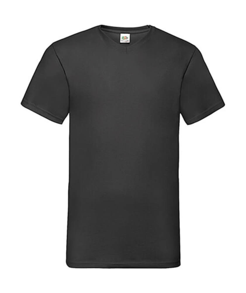 Férfi póló Rövid ujjú Fruit of the Loom Valueweight V-Neck-Tee - 3XL, Fekete