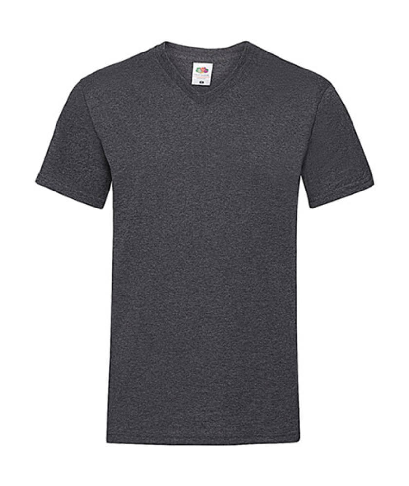 Férfi póló Rövid ujjú Fruit of the Loom Valueweight V-Neck-Tee - 3XL, Sötét heather szürke