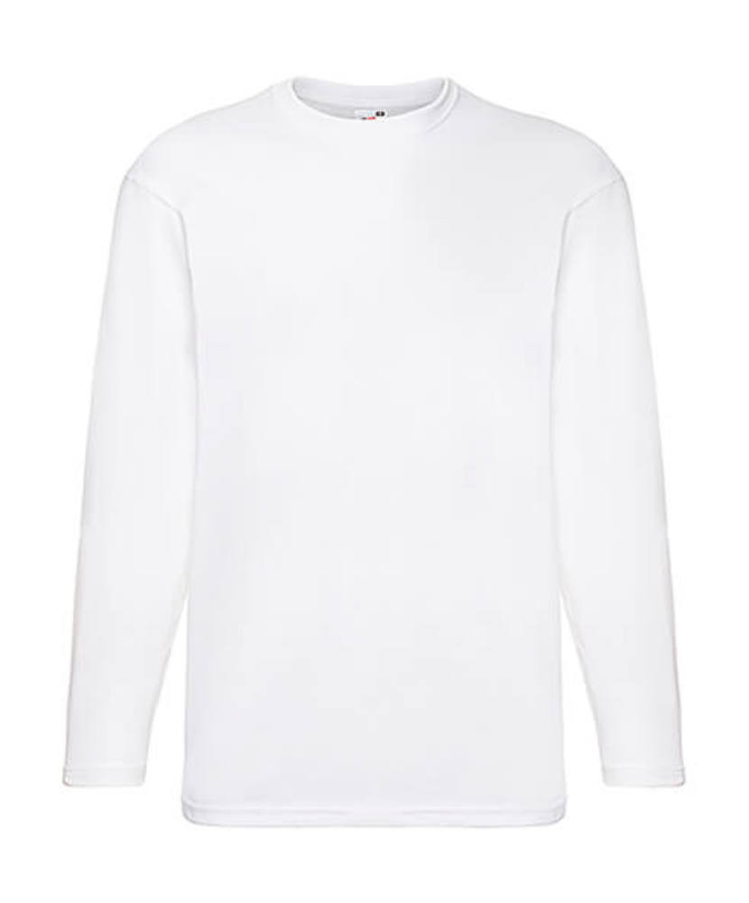 Férfi póló Hosszú ujjú Fruit of the Loom Value Weight LS T - 5XL, Fehér