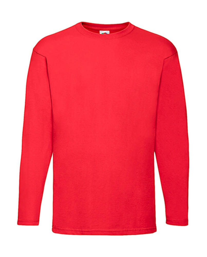 Férfi póló Hosszú ujjú Fruit of the Loom Value Weight LS T - 3XL, Piros
