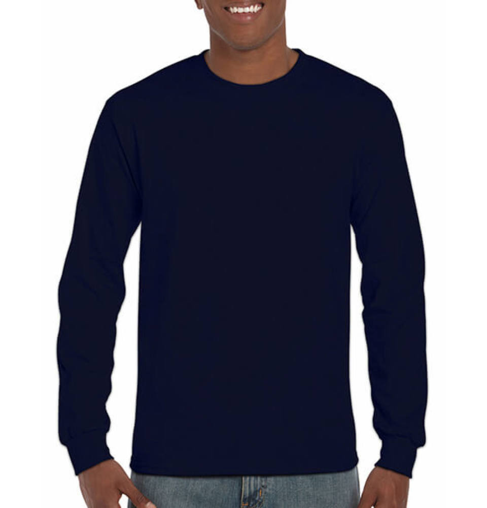 Uniszex póló Hosszú ujjú Gildan Ultra Cotton Adult T-Shirt LS - M, Sötétkék (navy)