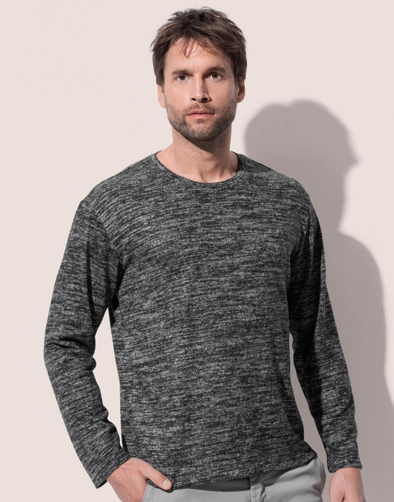 Férfi hosszú ujjú kötött felső Stedman Knit Long Sleeve S, Világos szürke Melange