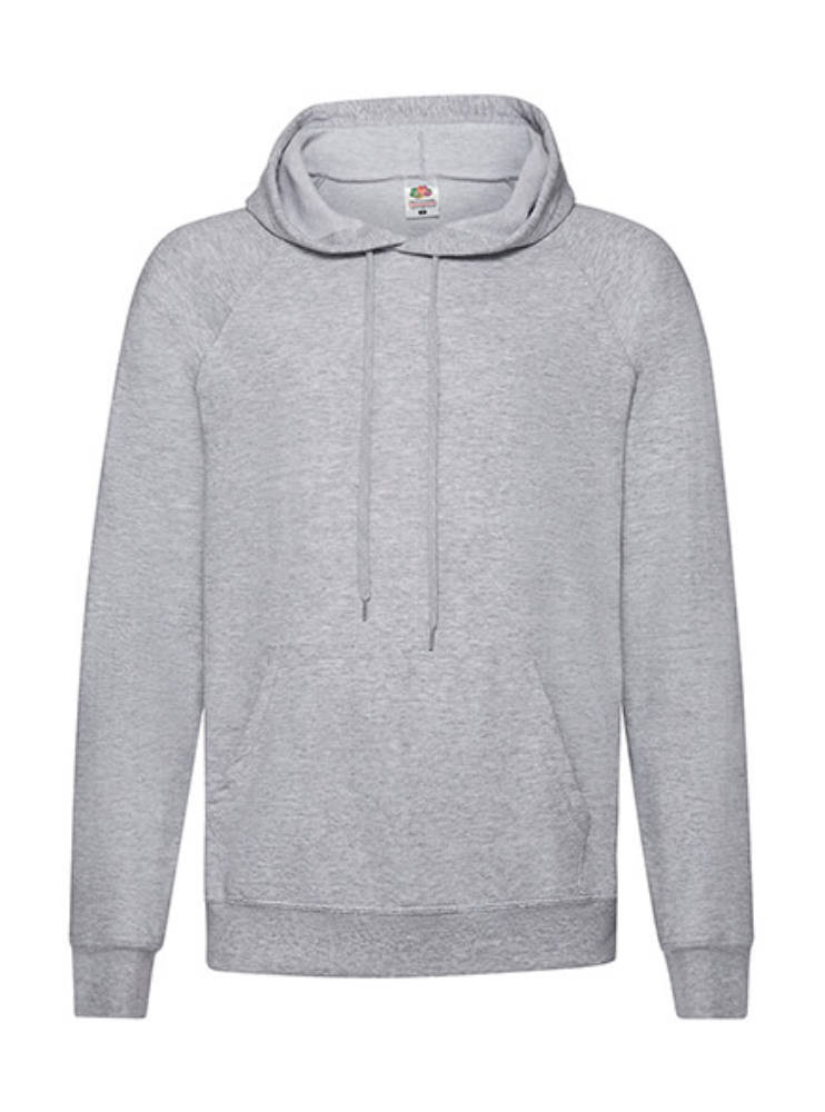 Férfi Pulóver Kapucnis Hosszú ujjú Fruit of the Loom Lightweight Hooded Sweat - XL, Heather szürke