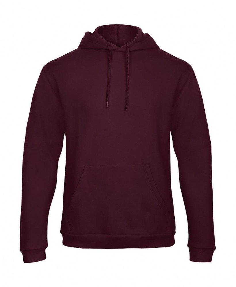Férfi kapucnis hosszú ujjú pulóver B and C ID.203 50/50 Hooded Sweatshirt Unisex 2XL, Burgundi vörös