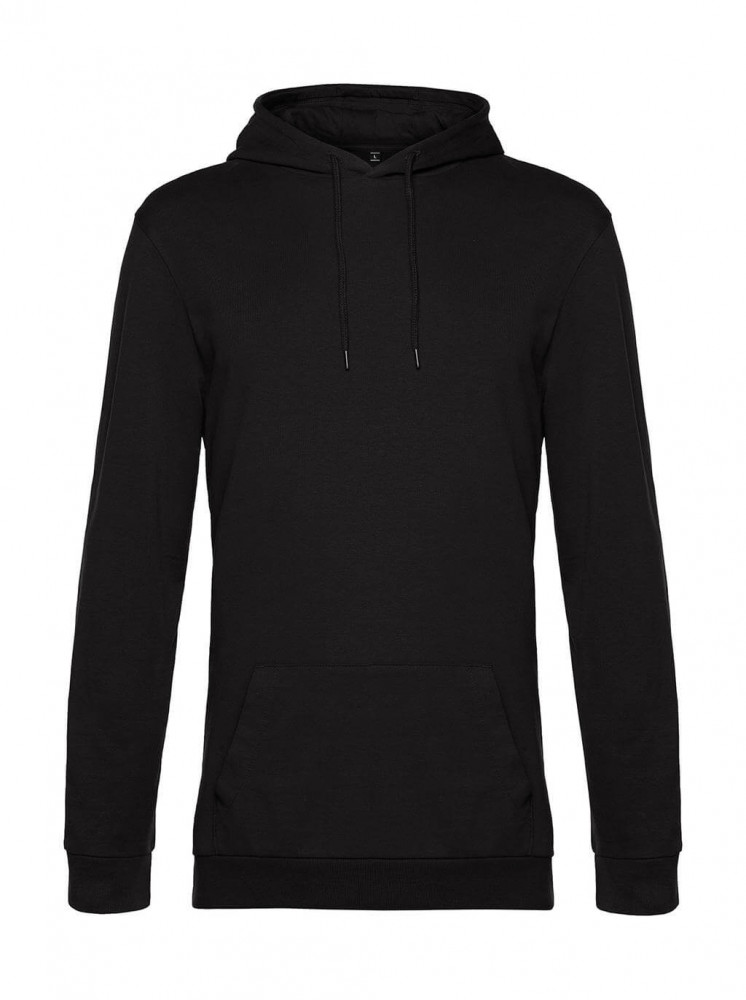 Férfi kapucnis hosszú ujjú pulóver B and C #Hoodie French Terry XS, Teljesen fekete