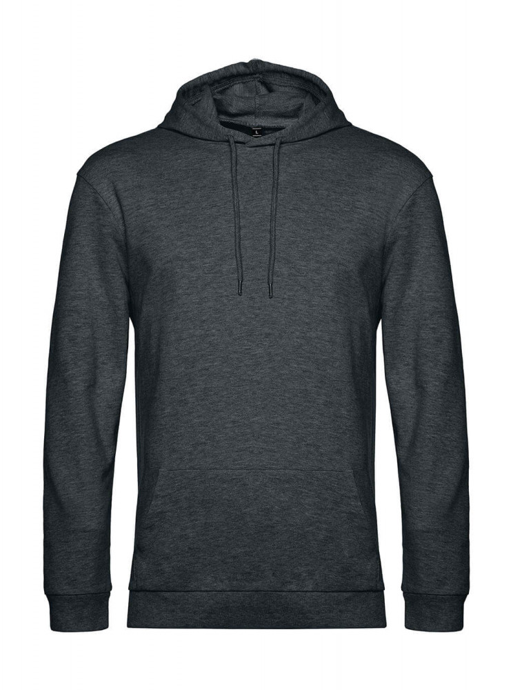 Férfi kapucnis hosszú ujjú pulóver B and C #Hoodie French Terry M, Heather Aszfalt szürke