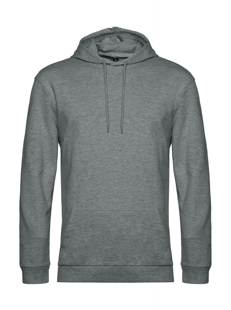 Férfi kapucnis hosszú ujjú pulóver B and C #Hoodie French Terry M, Heather Mid Szürke