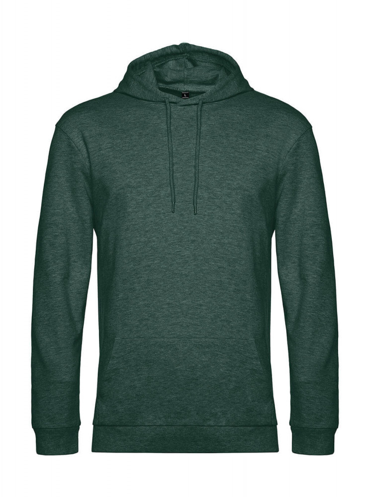 Férfi kapucnis hosszú ujjú pulóver B and C #Hoodie French Terry M, Heather Sötét Green
