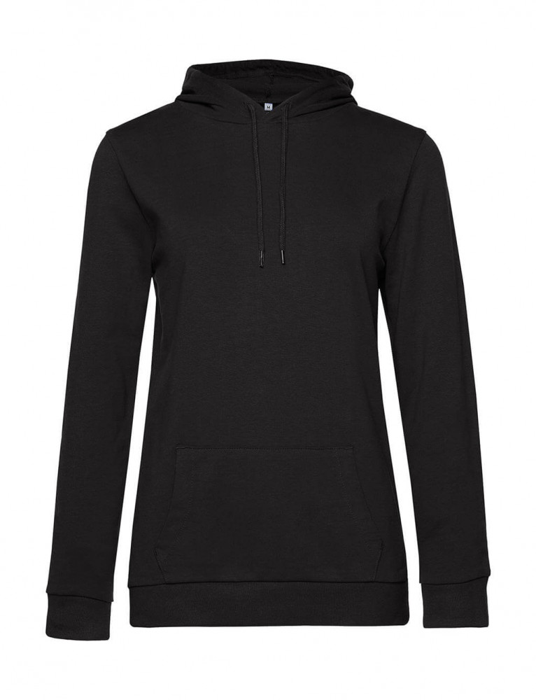 Női kapucnis hosszú ujjú pulóver B and C #Hoodie /women French Terry S, Teljesen fekete