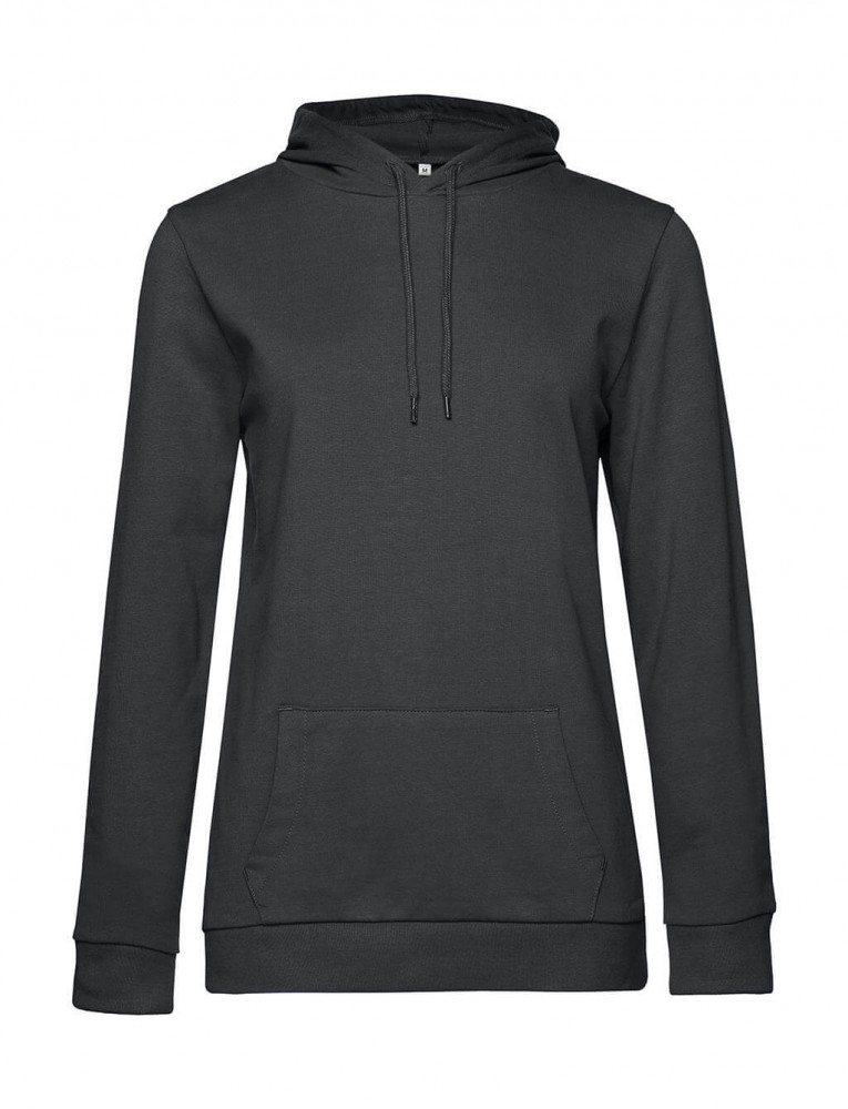 Női kapucnis hosszú ujjú pulóver B and C #Hoodie /women French Terry XS, Aszfalt szürke