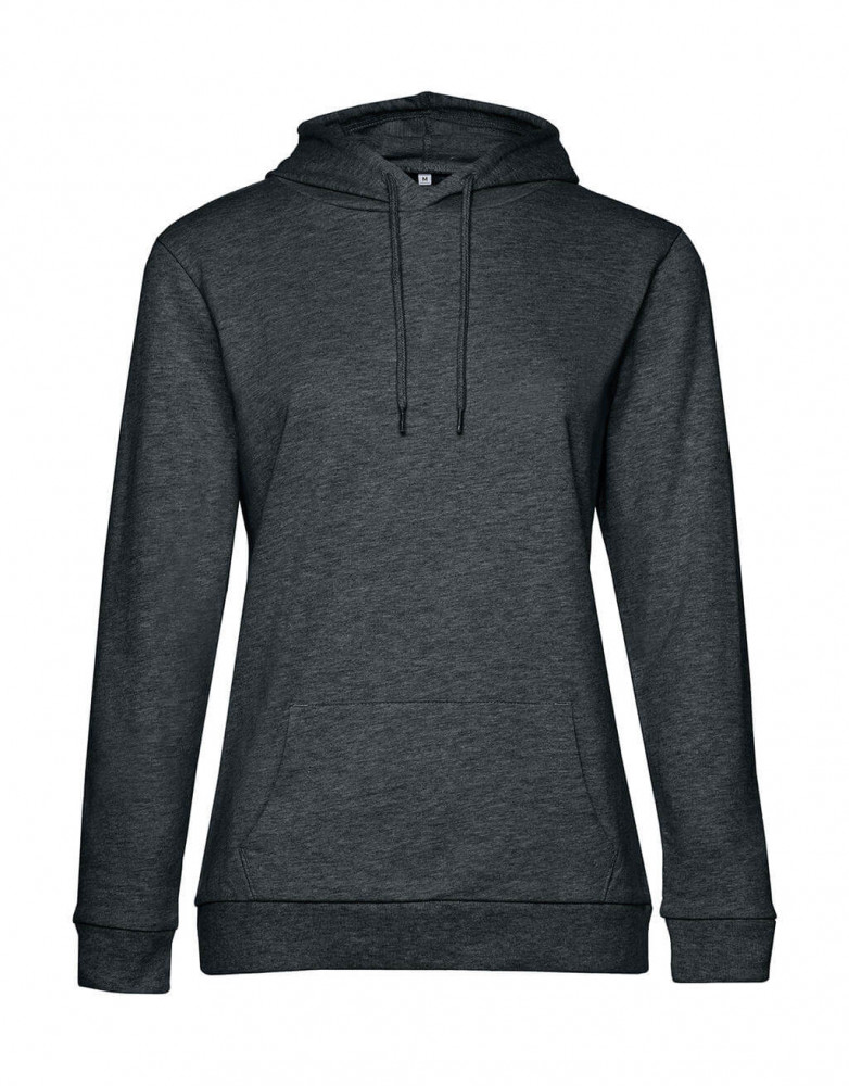Női kapucnis hosszú ujjú pulóver B and C #Hoodie /women French Terry L, Heather Aszfalt szürke