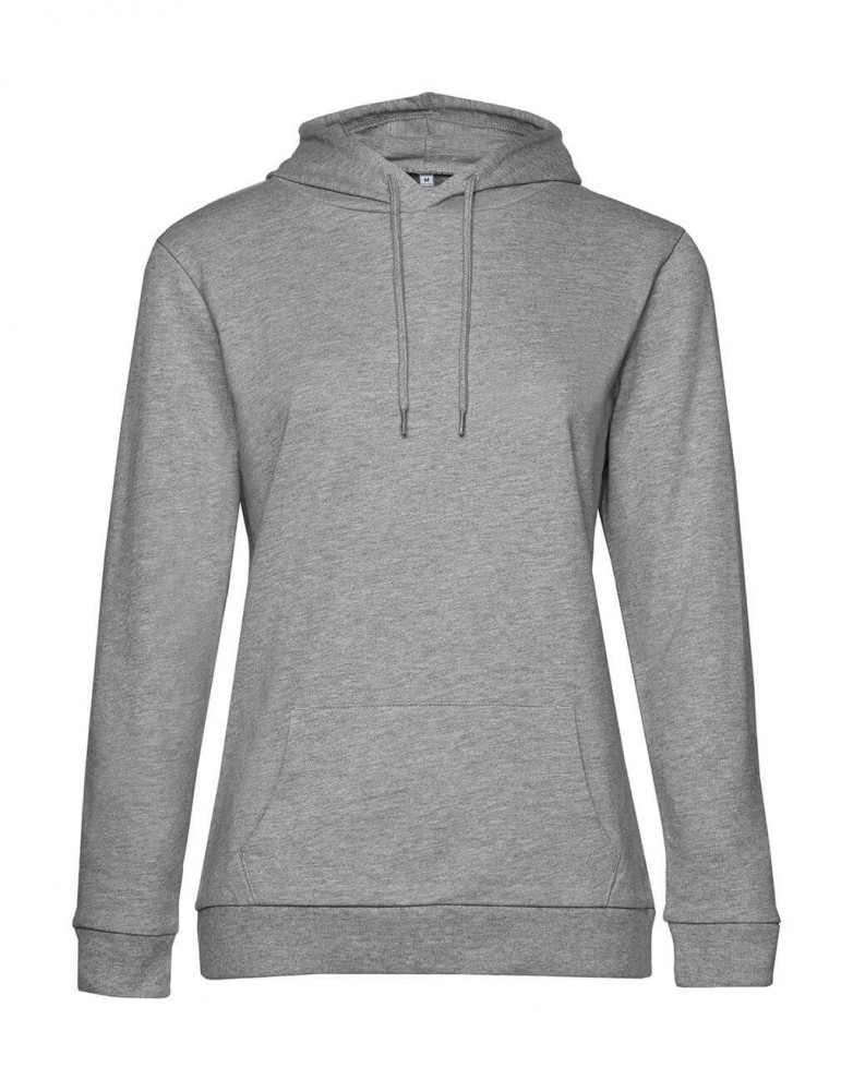 Női kapucnis hosszú ujjú pulóver B and C #Hoodie /women French Terry L, Heather szürke