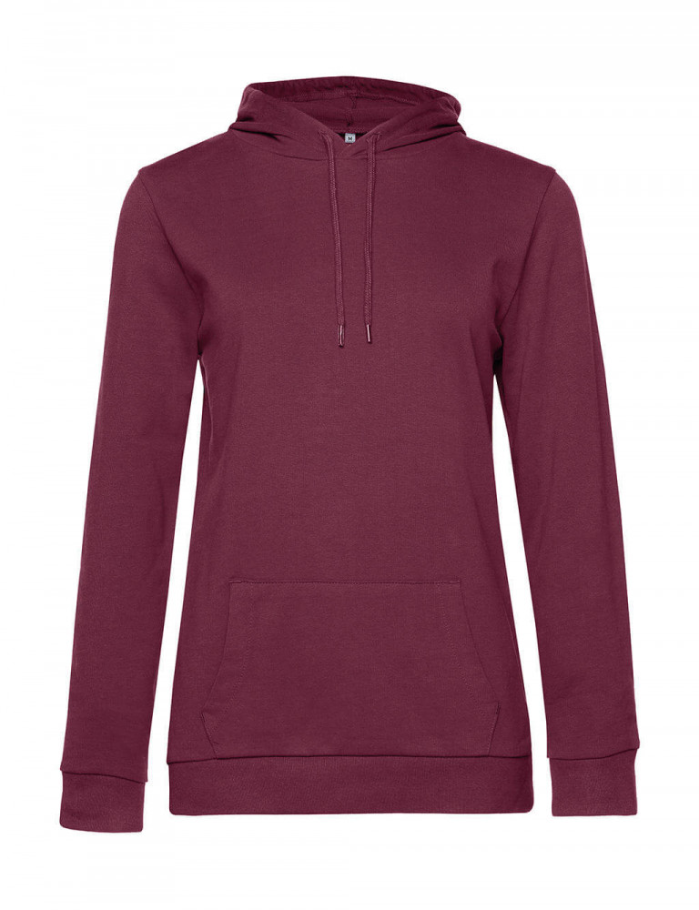 Női kapucnis hosszú ujjú pulóver B and C #Hoodie /women French Terry XS, Bor