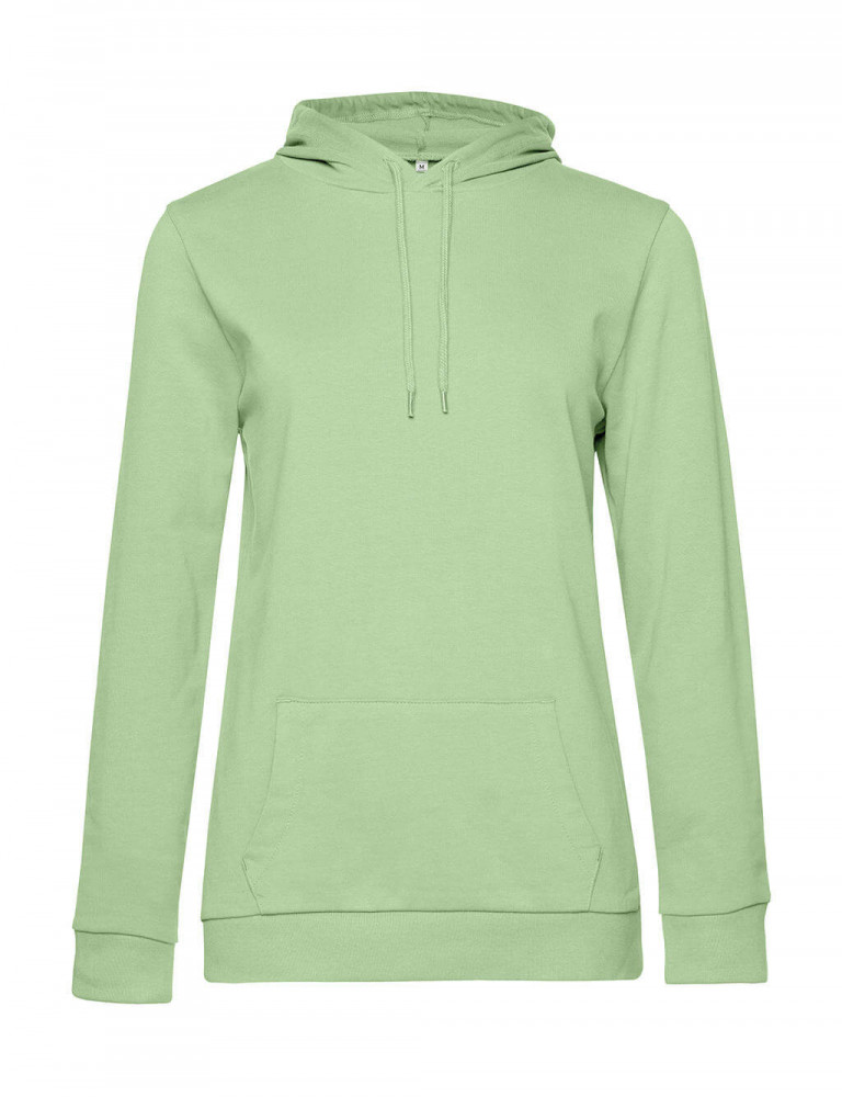 Női kapucnis hosszú ujjú pulóver B and C #Hoodie /women French Terry L, Világos Jade