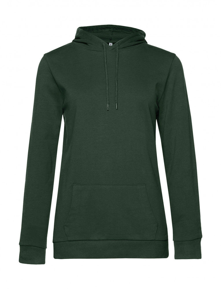 Női kapucnis hosszú ujjú pulóver B and C #Hoodie /women French Terry 2XL, Sötétzöld